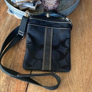 Coach crossbody purse in black with leather detail